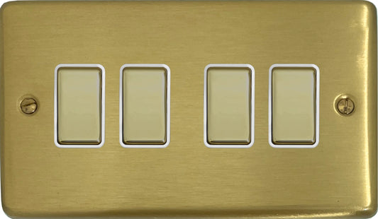 Contour Satin Brass 4 Gang Switch