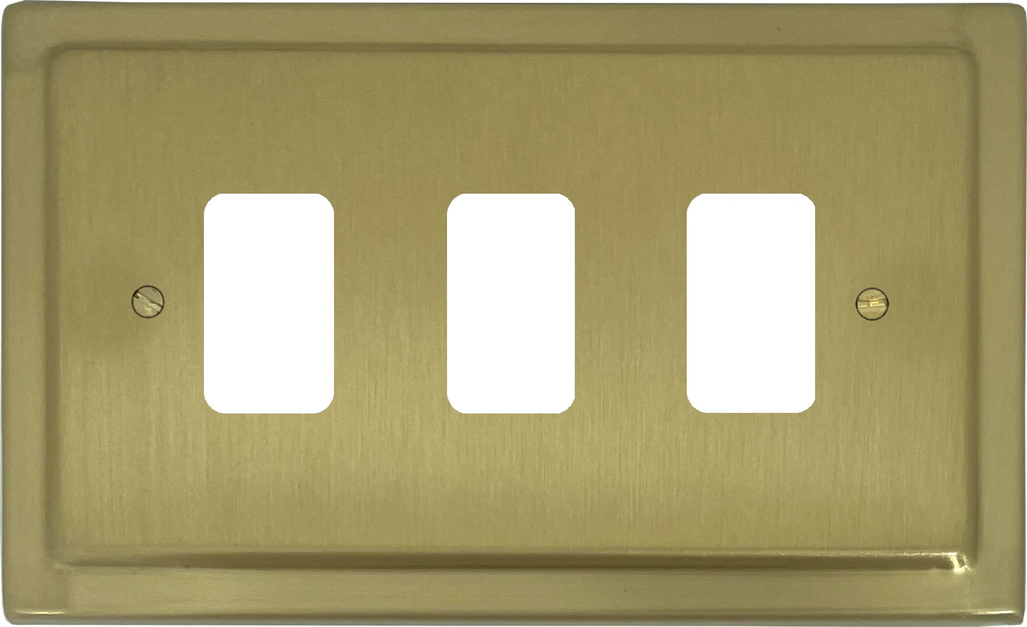 Victorian Satin Brass 3 Gang Grid Plate