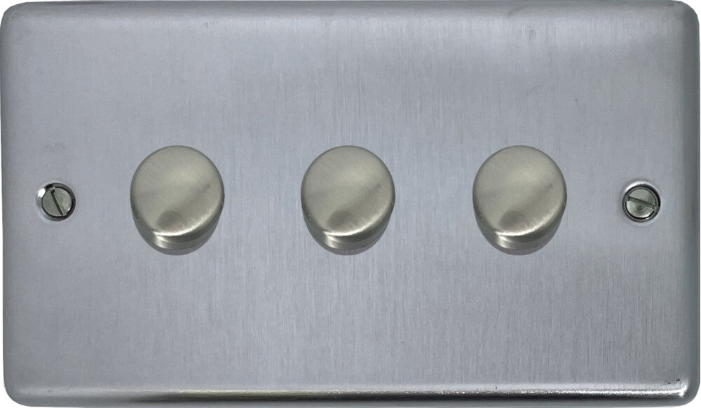 Contour Satin Chrome 3 Gang LED Dimmer
