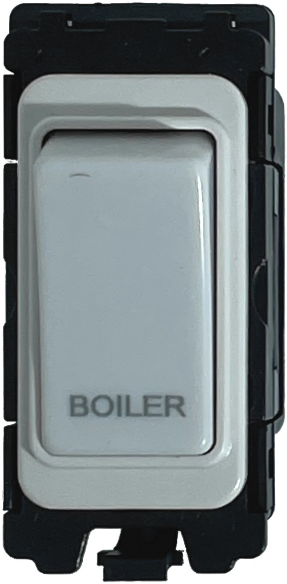 20A DP Switch - Engraved with - Boiler - All White Insert