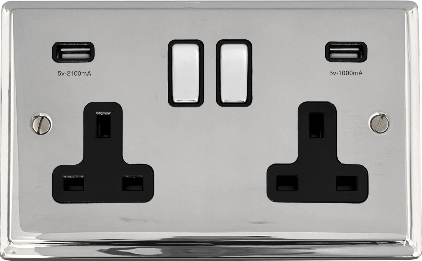 Deco Polished Chrome 2 Gang Usb Socket