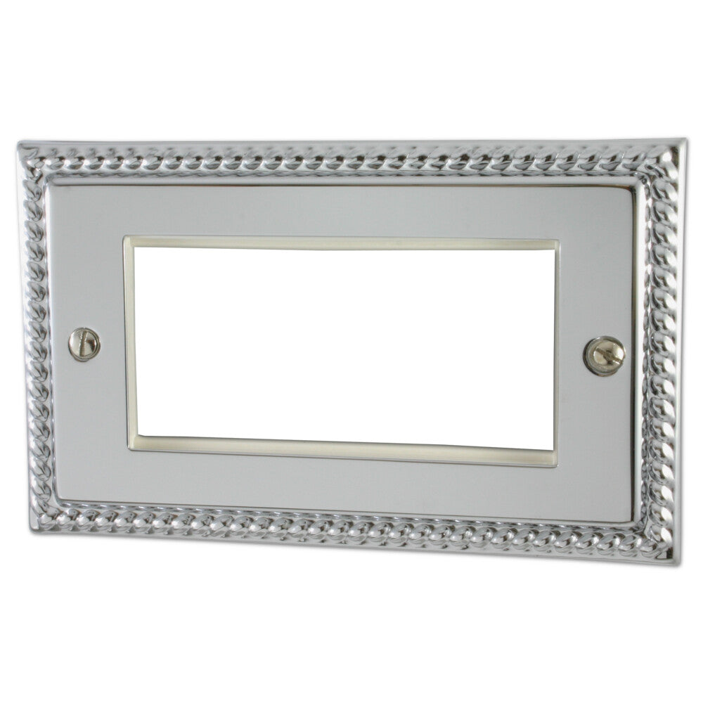 Georgian Polished Chrome 4 Gang Mod Plate & Frame