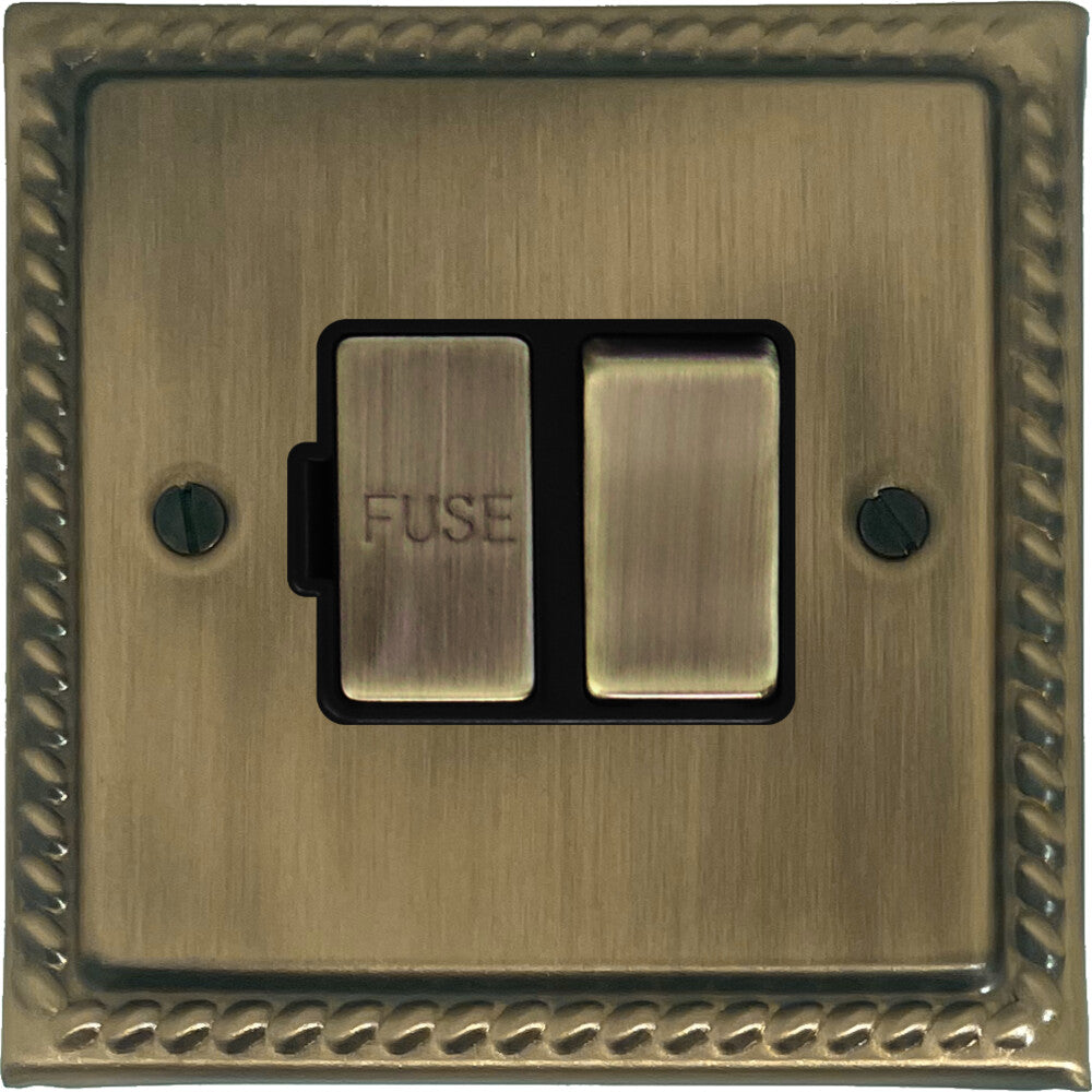 Georgian Light Antique Brass Switch Fused Spur (Brass Switches)
