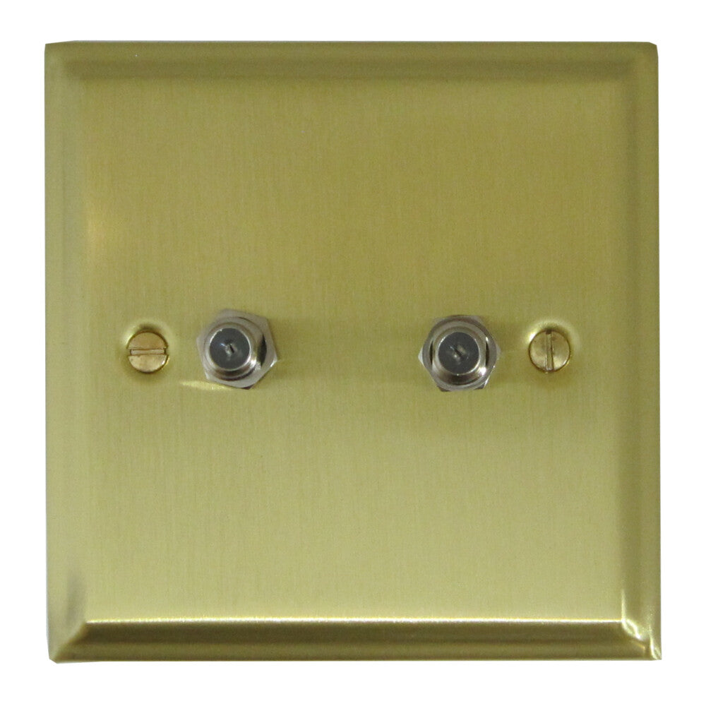 Deco Satin Brass 2 Gang Satellite Point
