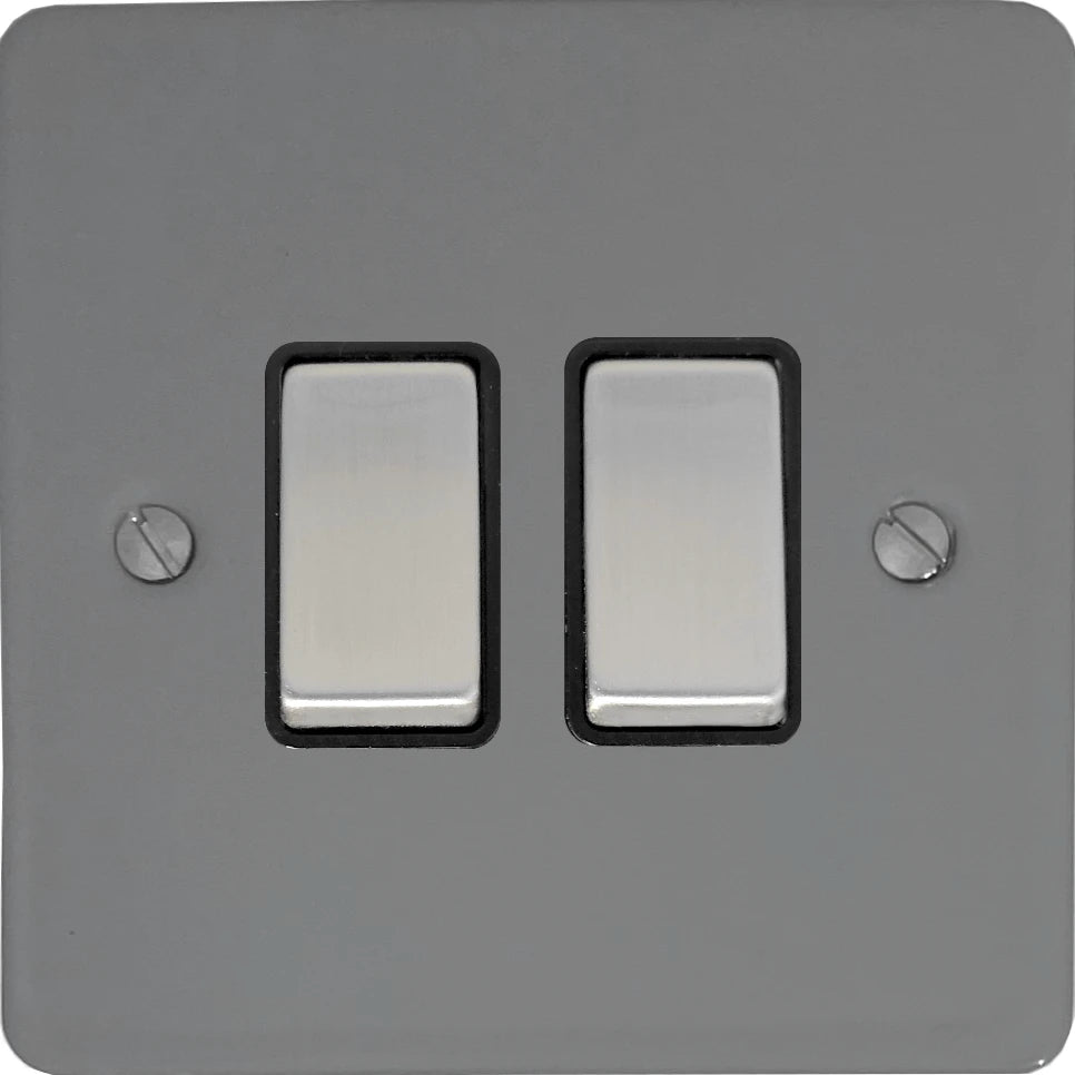 Flat Light Grey 2 Gang Switch