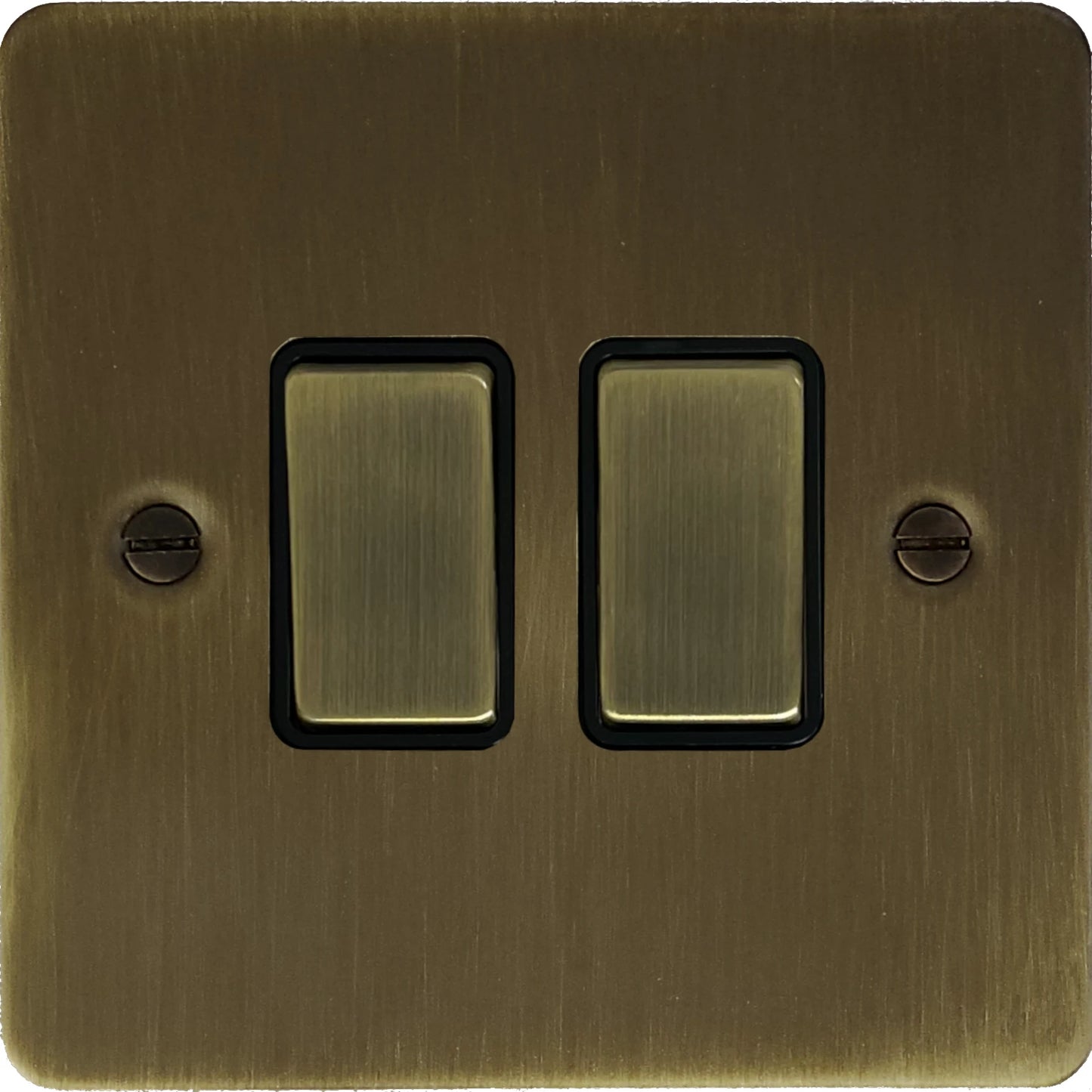 Flat Antique Brass 2 Gang Switch (Brass Switches)