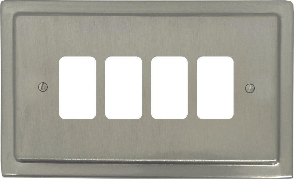 Victorian Satin Nickel 4 Gang Grid Plate