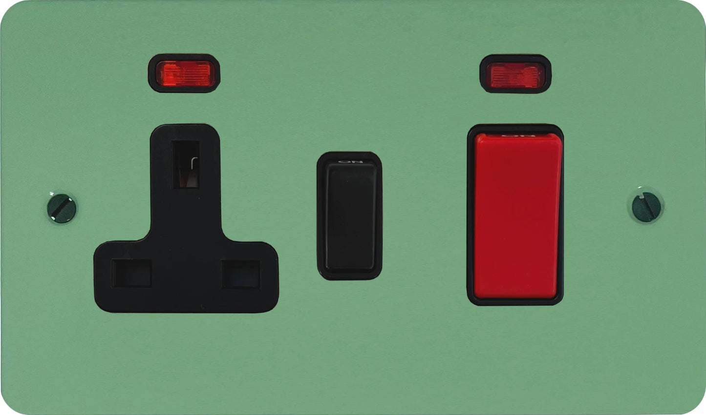 Flat Sage Green 45 Amp Cooker Switch and Socket (Black Switch)