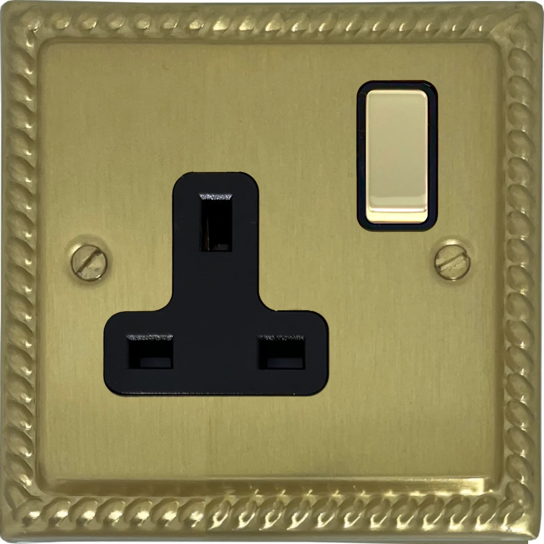 Georgian Satin Brass 1 Gang Socket