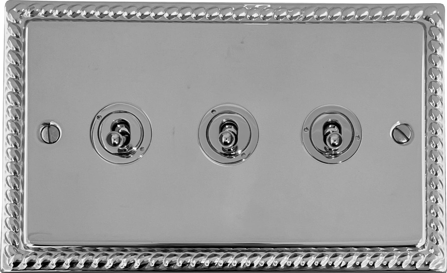 Georgian Polished Chrome 3 Gang Toggle Switch (Polished Chrome Toggle)