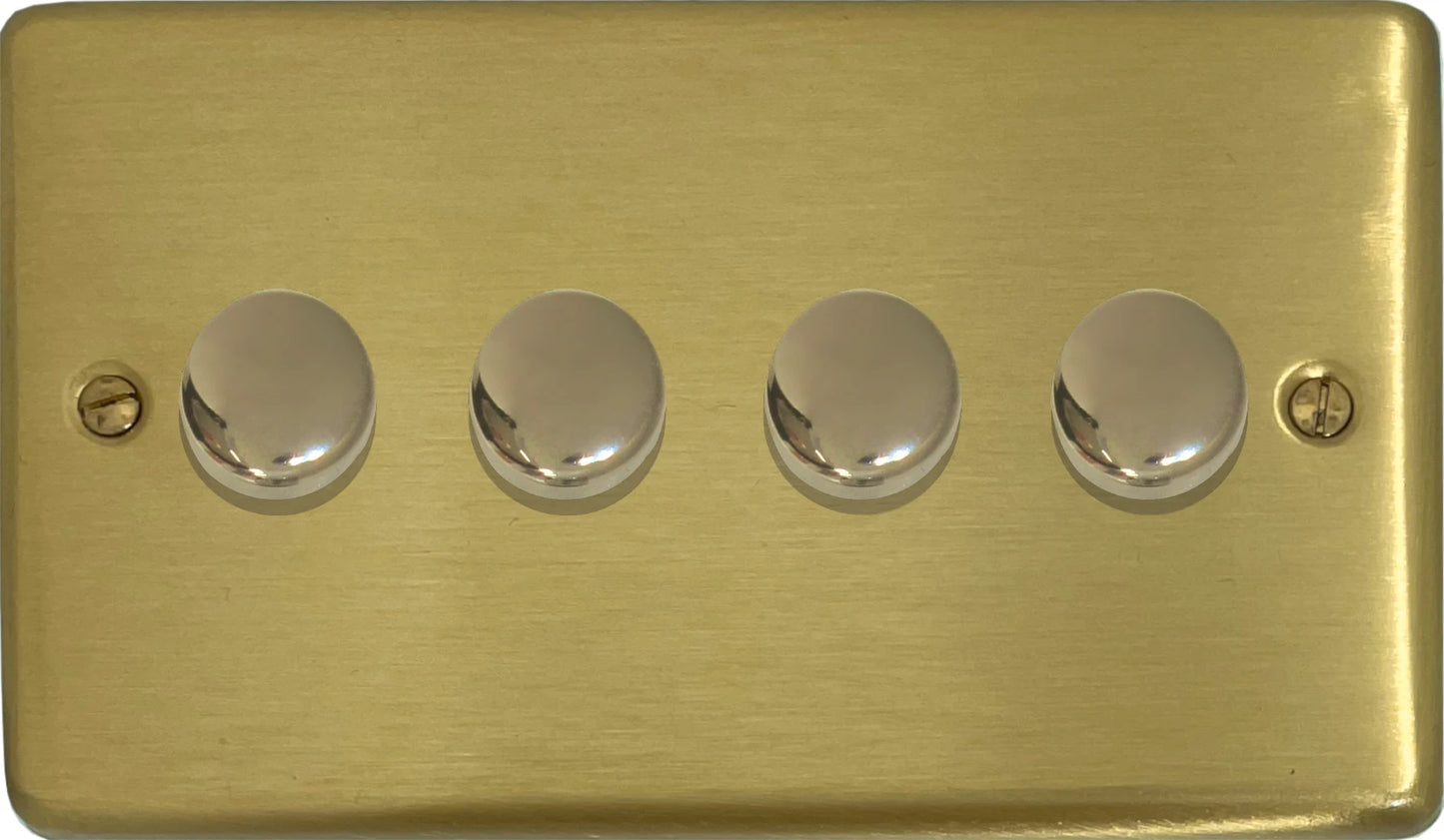 Contour Satin Brass 4 Gang Dimmer LED