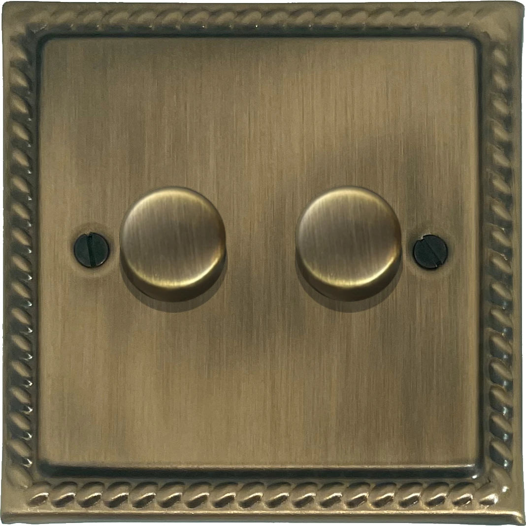 Georgian Light Antique Brass 2 Gang LED Dimmer