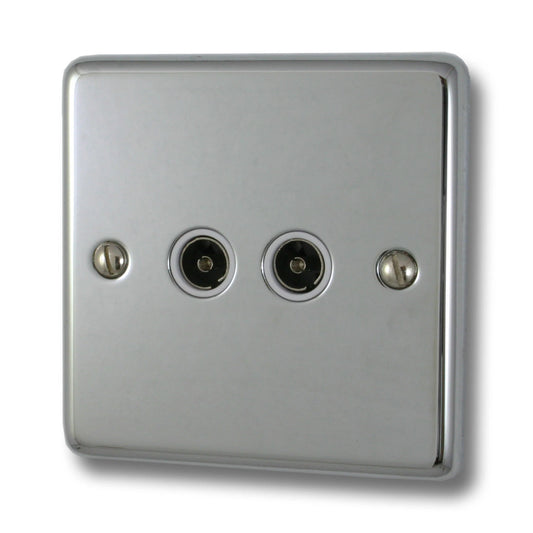 Contour Polished Chrome 2 Gang Coax Point