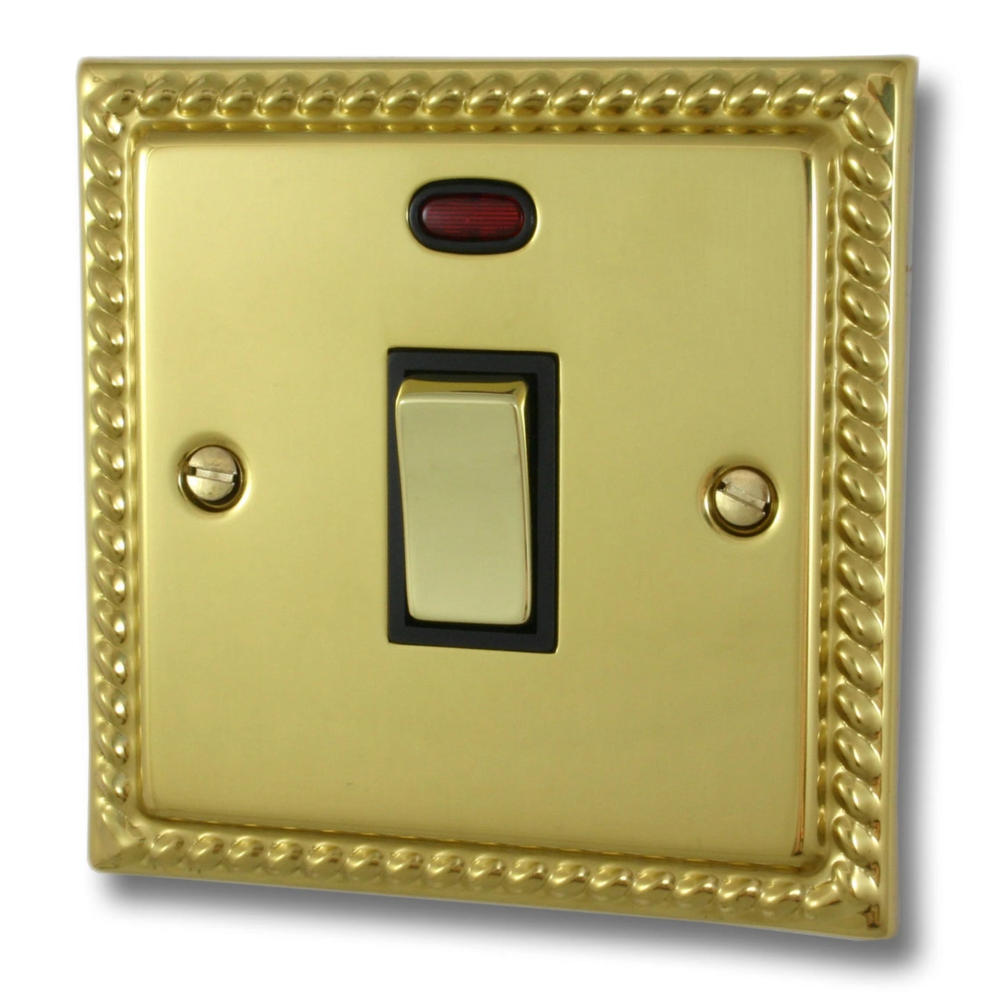 Georgian Polished Brass 20 Amp Dp Switch & Neon