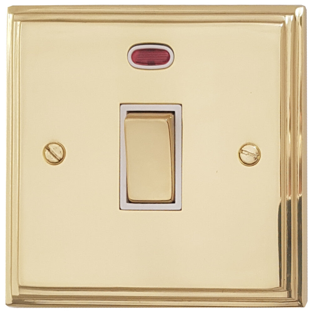 Victorian Polished Brass 20 Amp Dp Switch & Neon