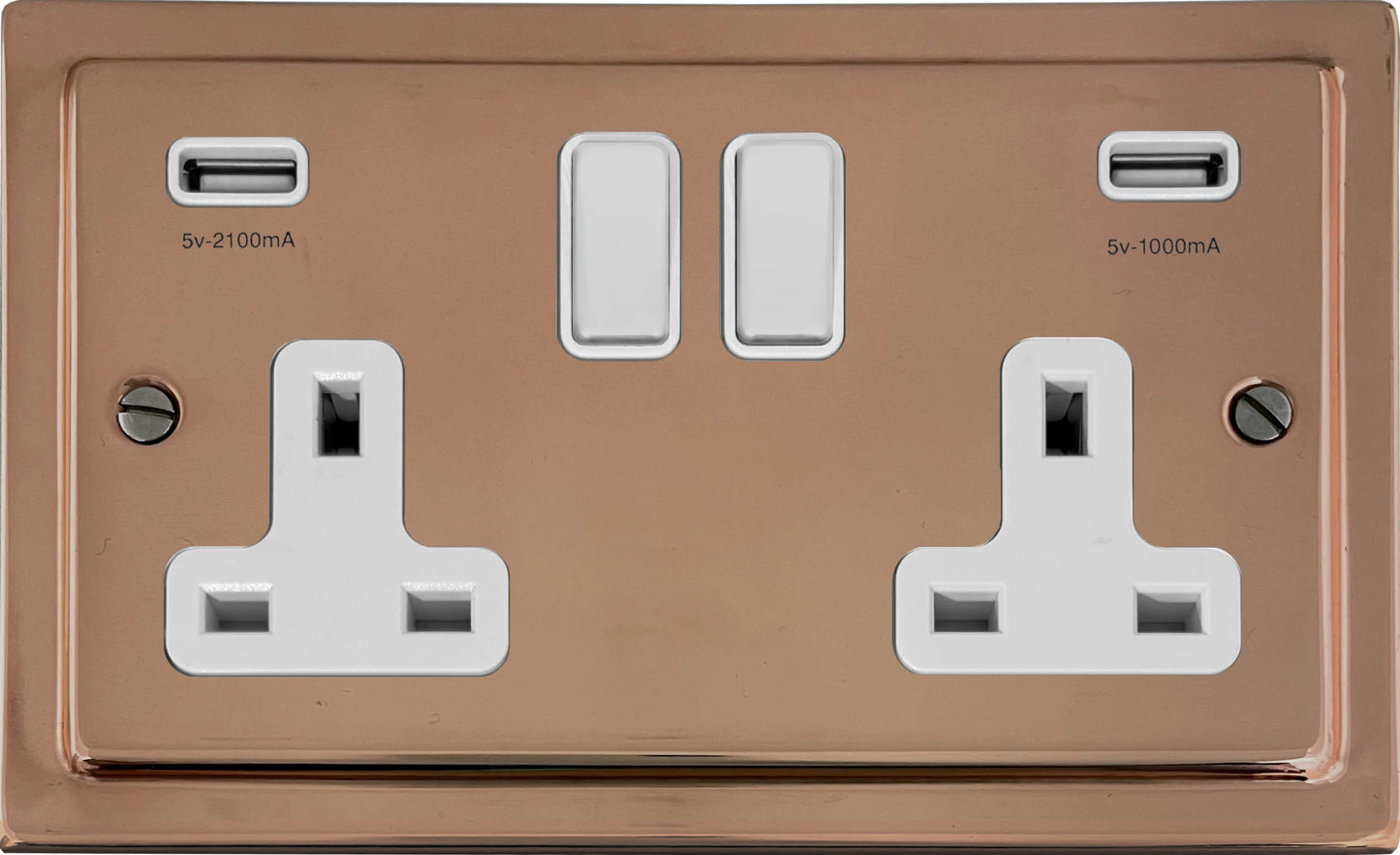 Victorian Polished Copper 2 Gang Usb Socket