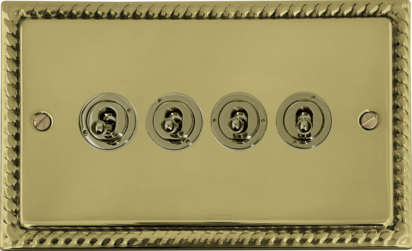 Georgian Polished Brass 4 Gang Toggle Switch