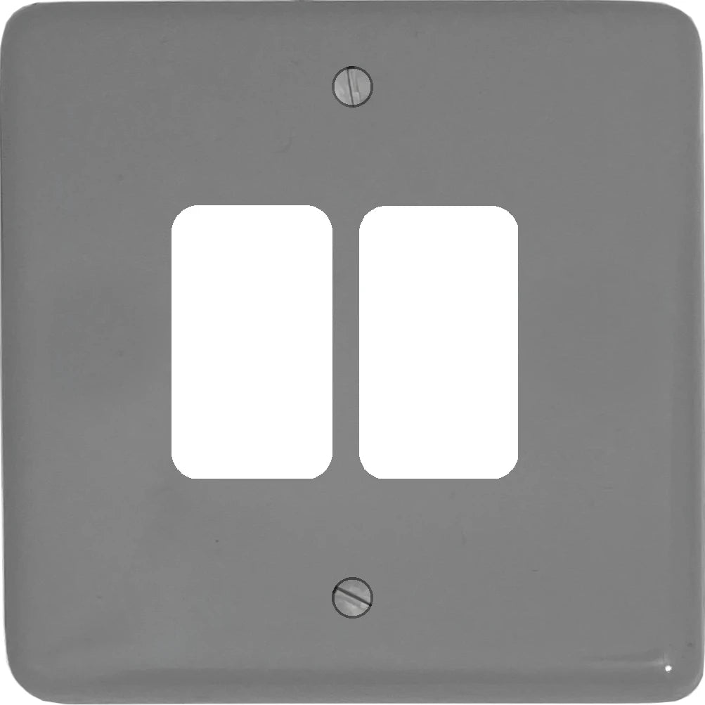 Contour Light Grey 2 Gang Grid Plate