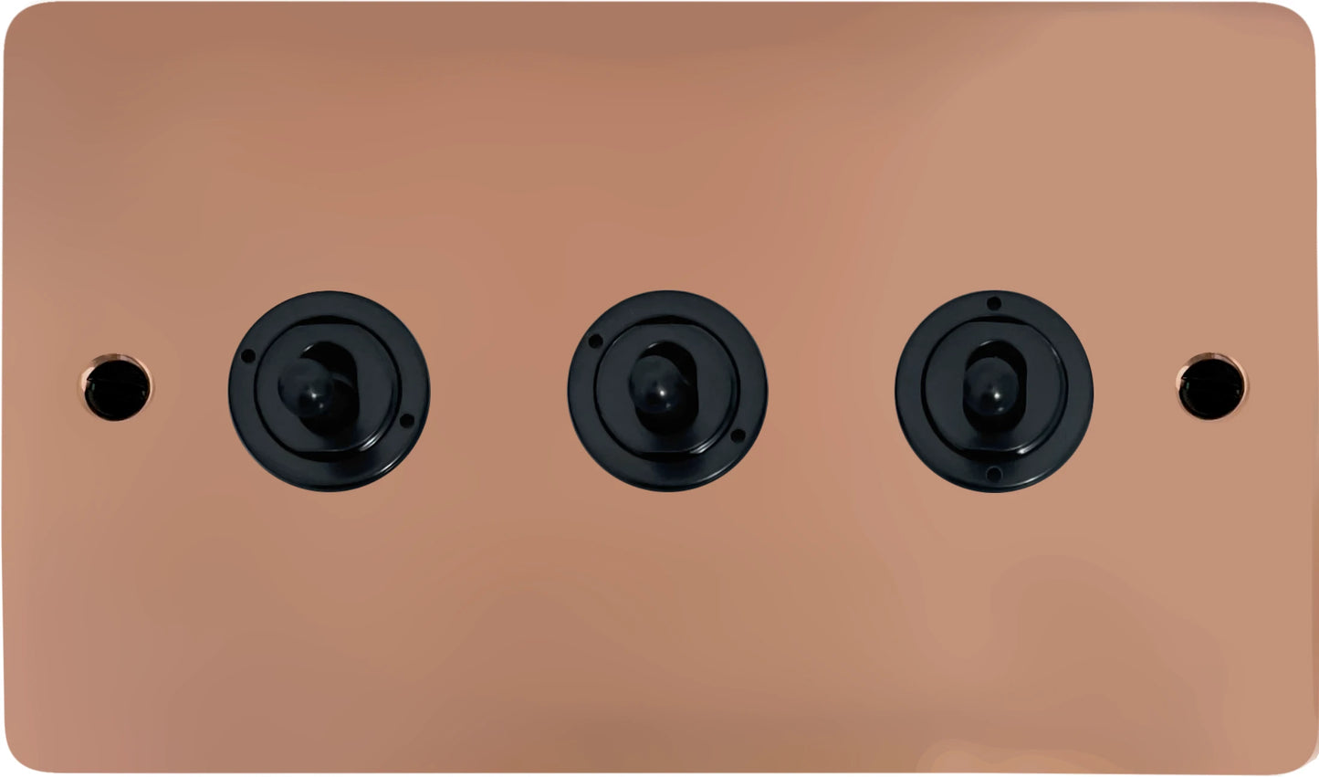 Flat Bright Copper 3 Gang Toggle (Flat Black Toggle)