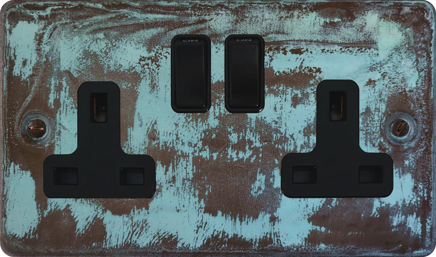 Flat Verdigris 2 Gang Socket