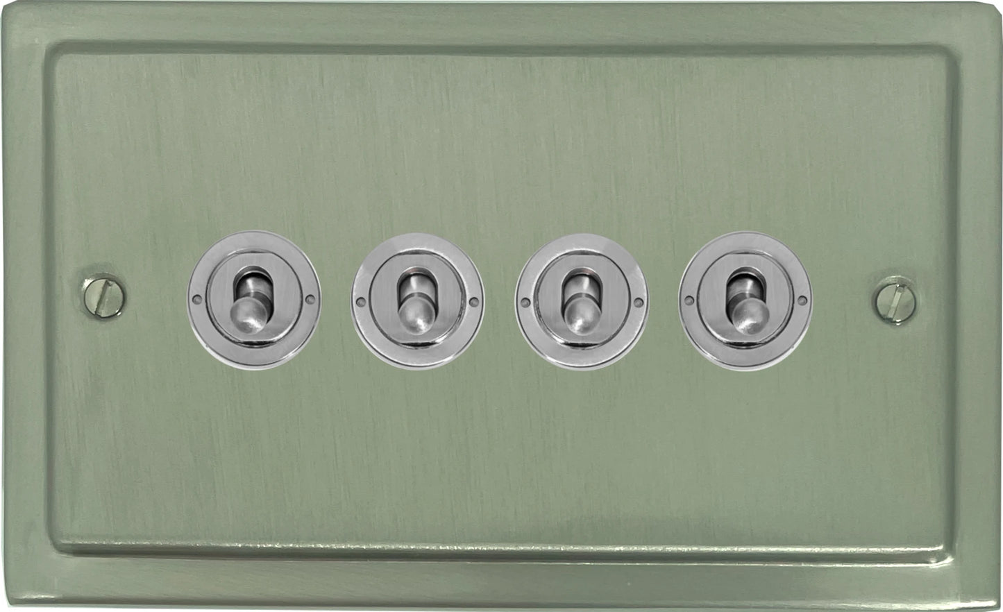 Victorian Satin Nickel 4 Gang Toggle (Brushed Steel Toggle)