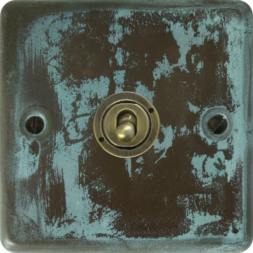 Contour Verdigris 1 Gang Toggle Switch (Antique Brass Toggle)