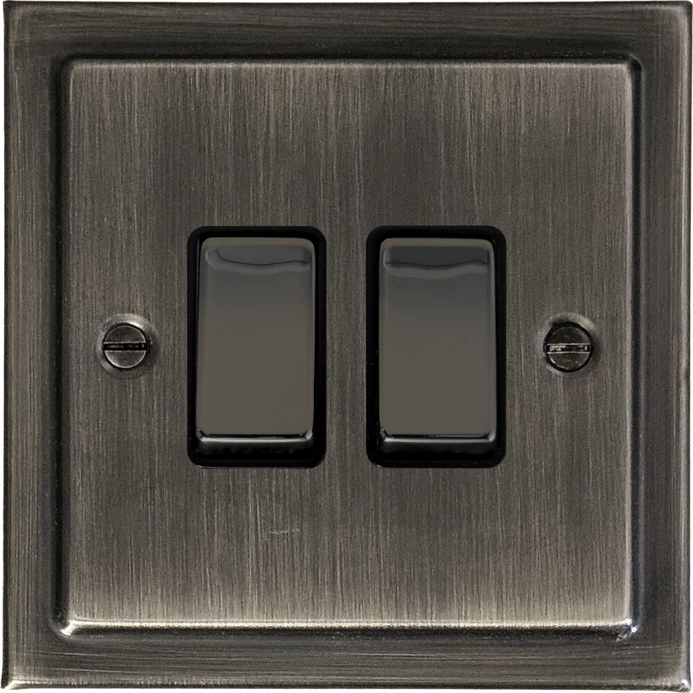 Victorian Antique Nickel 2 Gang Switch