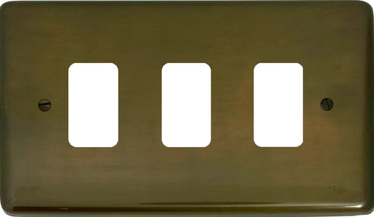 Contour Medium Bronze 3 Gang Grid Plate