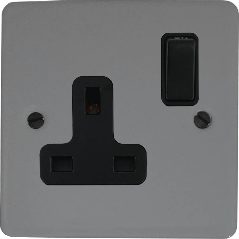Flat Light Grey 1 Gang Switched Socket