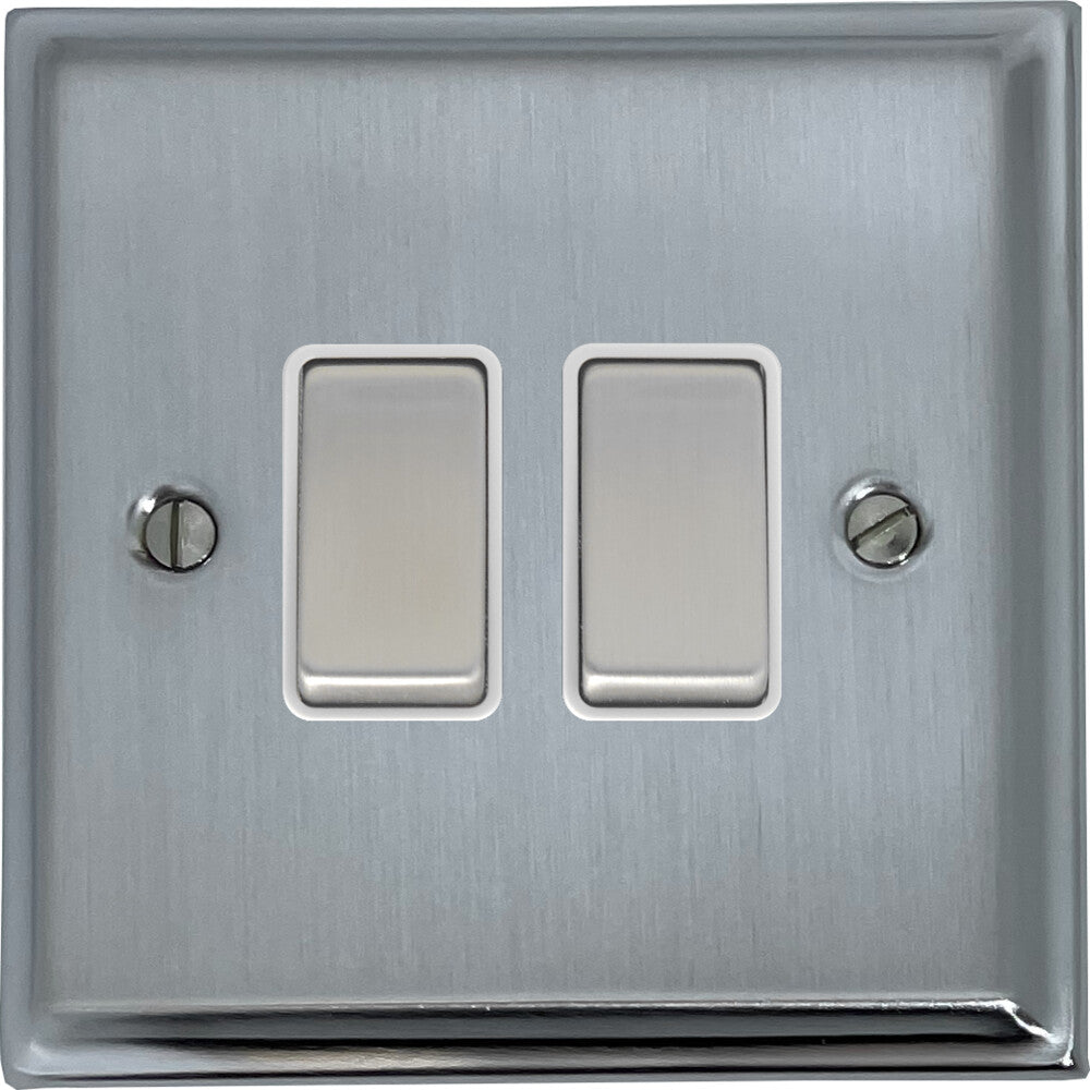 Deco Satin Chrome 2 Gang 2 Way Switch