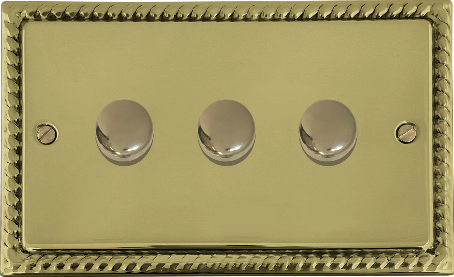 Georgian Polished Brass 3 Gang LED Dimmer
