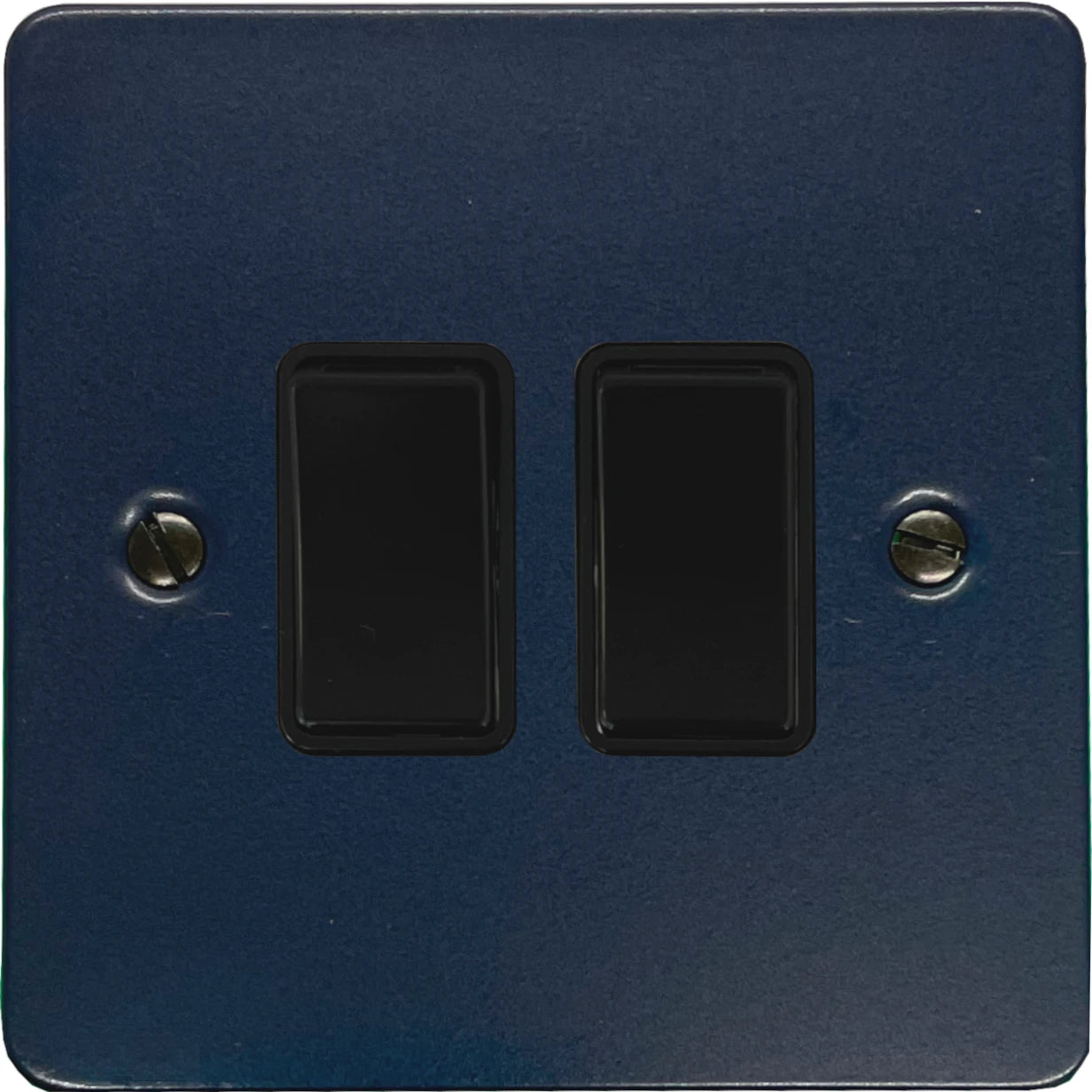 Flat Blue 2 Gang Switch (Black Switches)