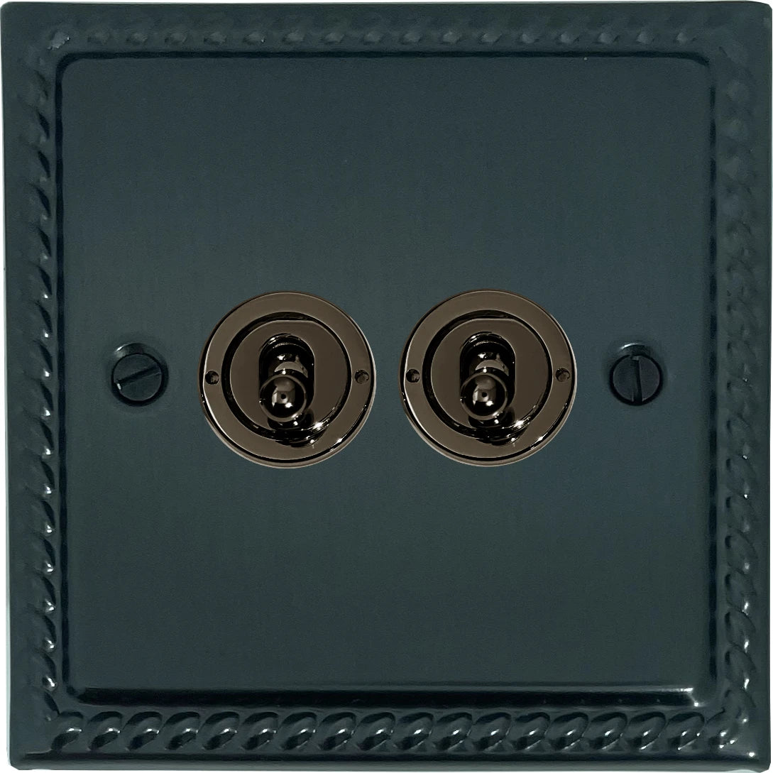 Georgian Black Bronze 2 Gang Toggle Switch (Black Nickel Toggle)