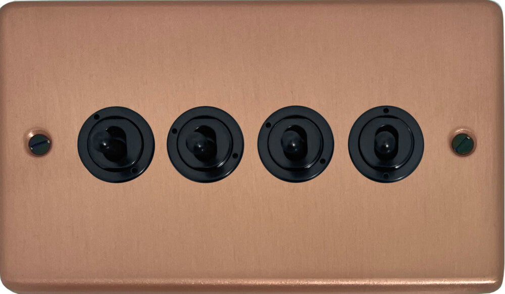 Contour Rose Gold 4 Gang Toggle Switch (Flat Black Toggle)