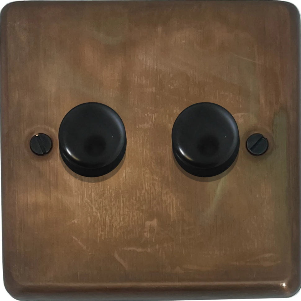 Contour Tarnished Copper 2 Gang Dimmer LED