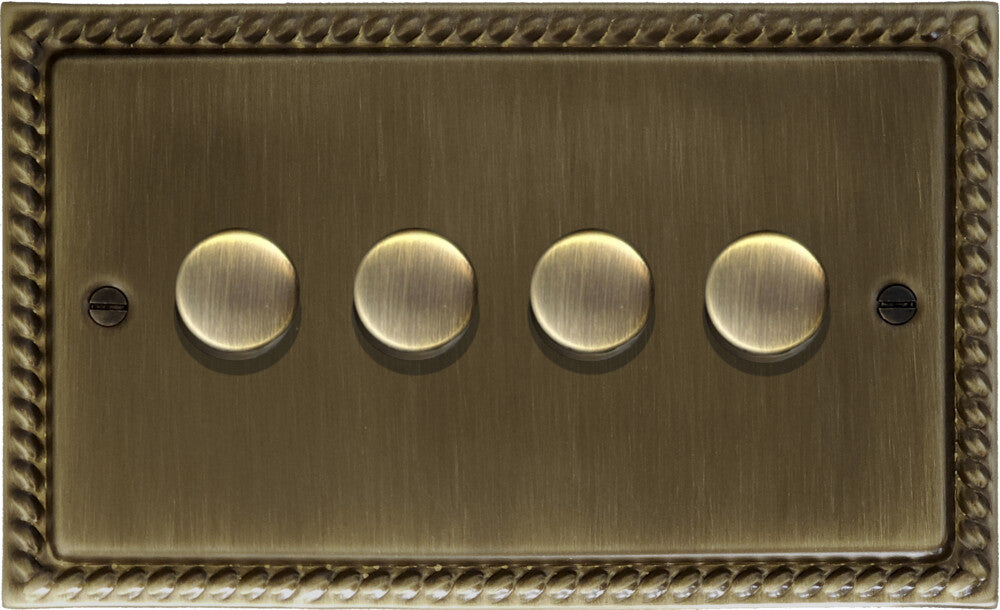 Georgian Antique Brass 4 Gang LED Dimmer