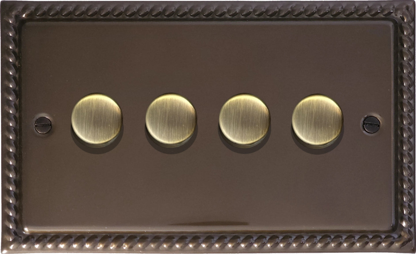 Georgian Medium Bronze 4 Gang LED Dimmer