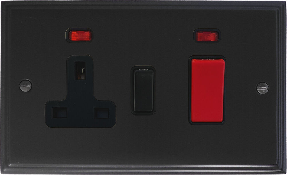 Victorian Flat Black Cooker & Socket