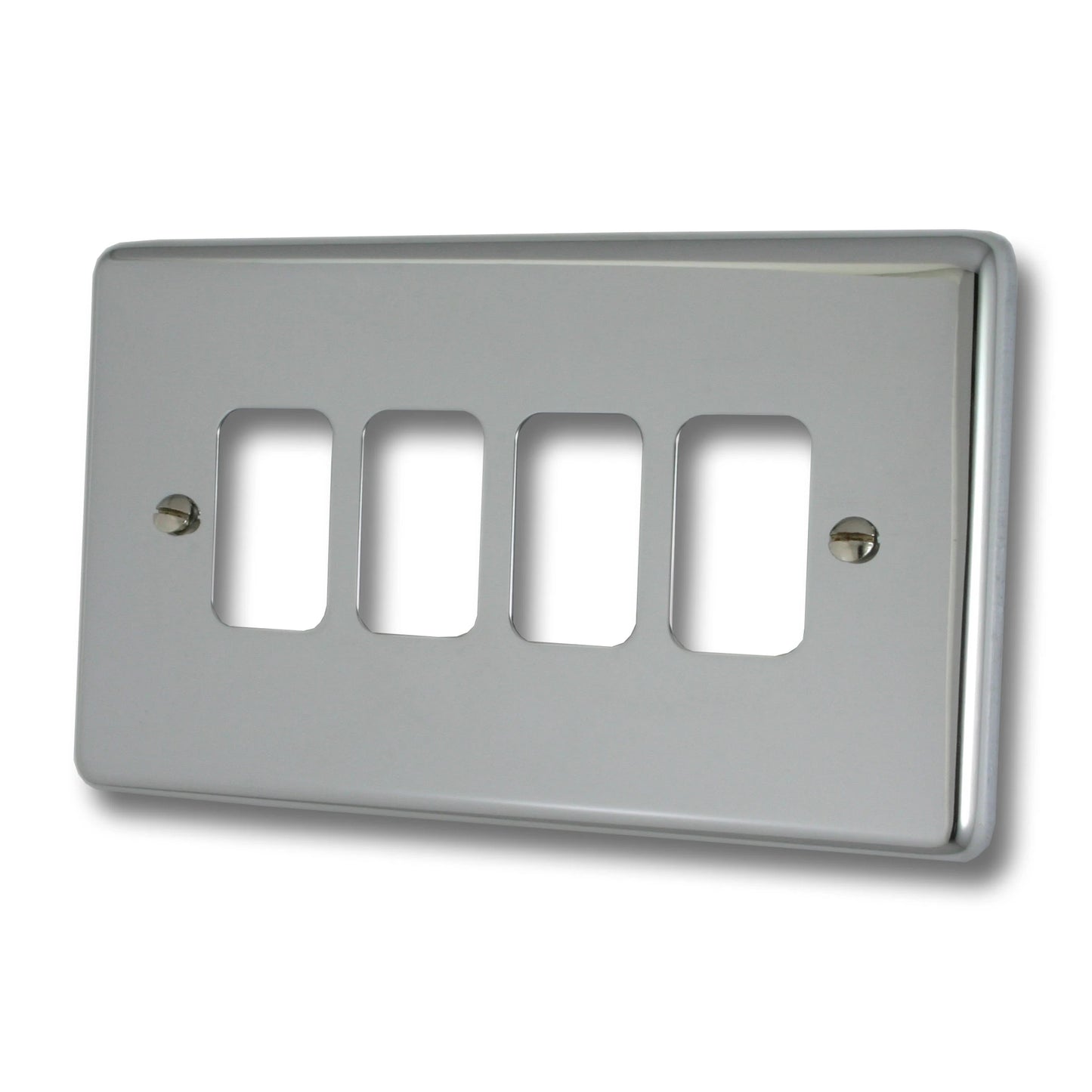 Contour Polished Chrome 4 Gang Grid Plate