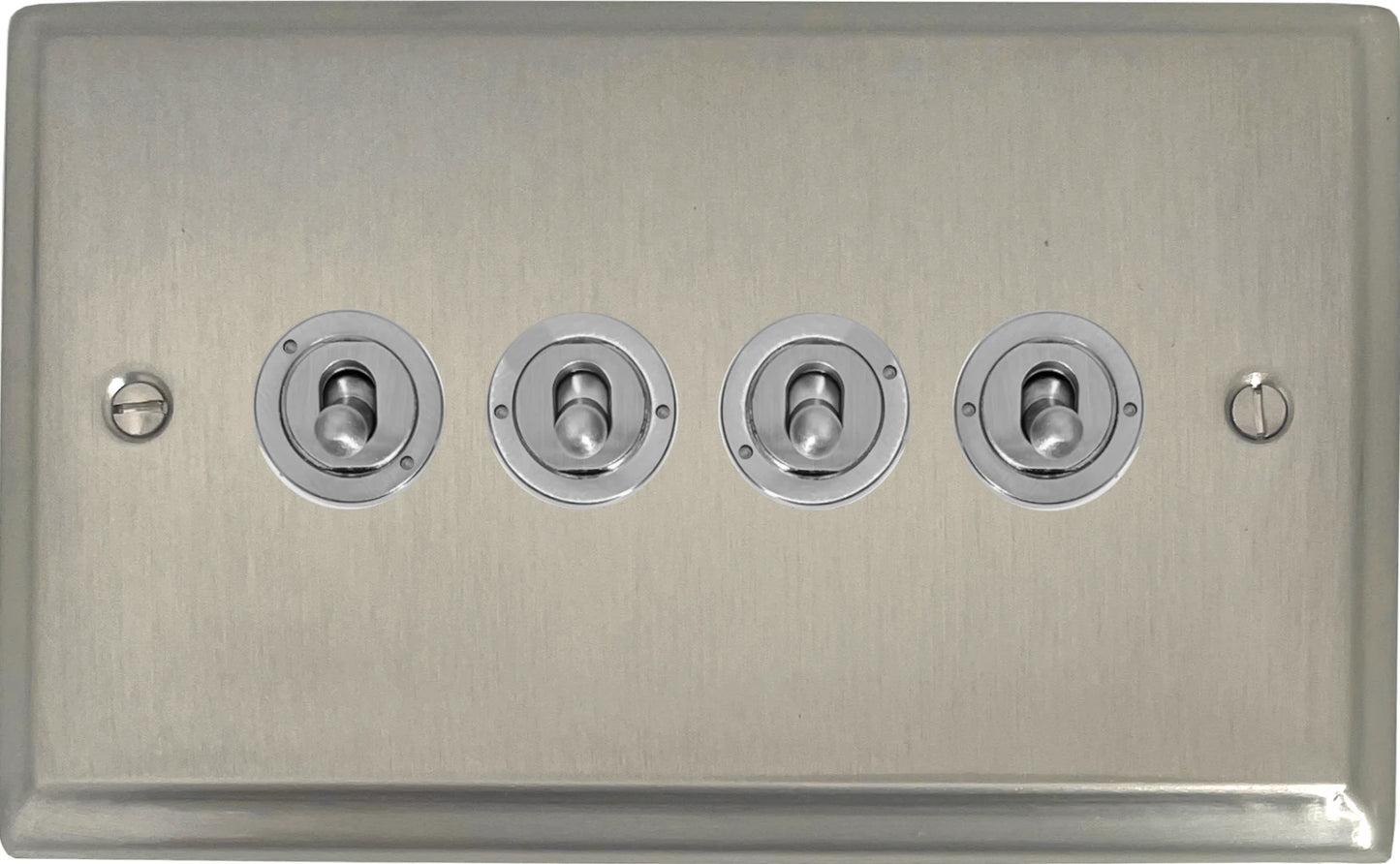 Deco Satin Nickel 4 Gang Toggle (Brushed Steel Toggle)