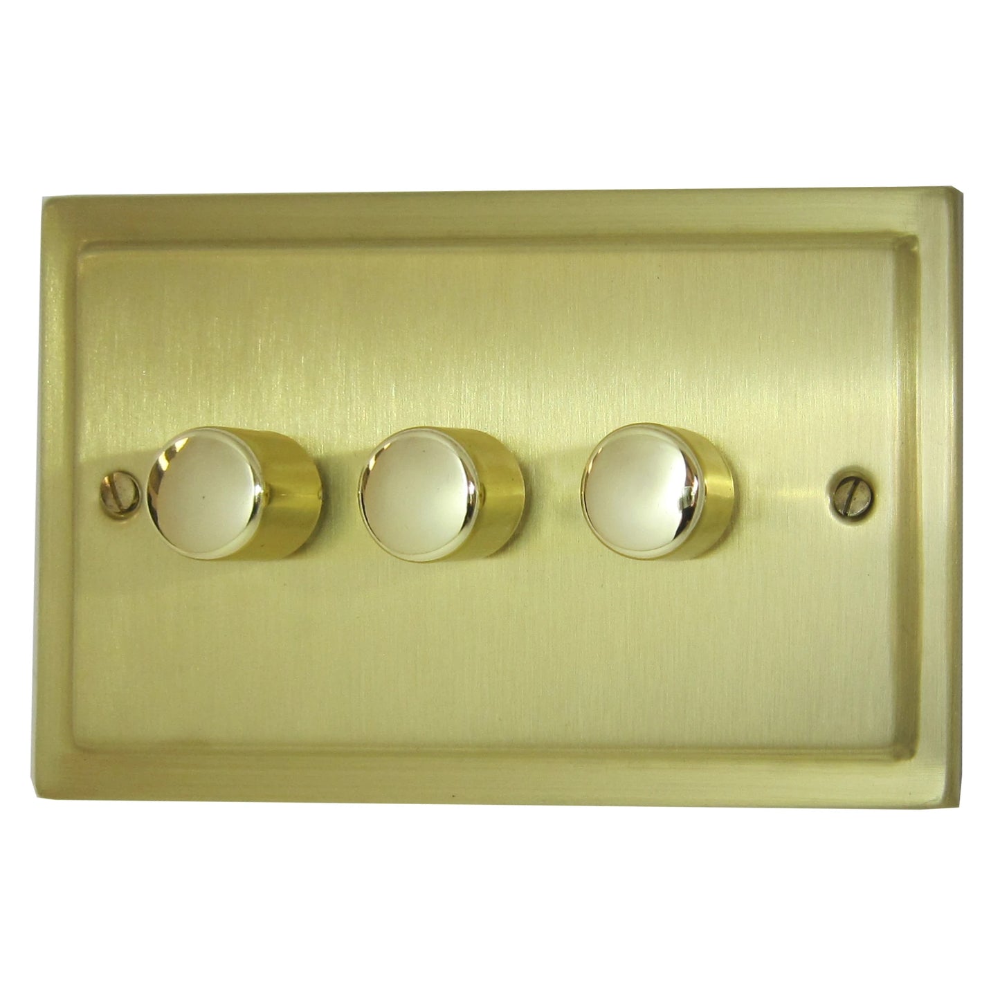 Victorian Satin Brass 3 Gang LED Dimmer