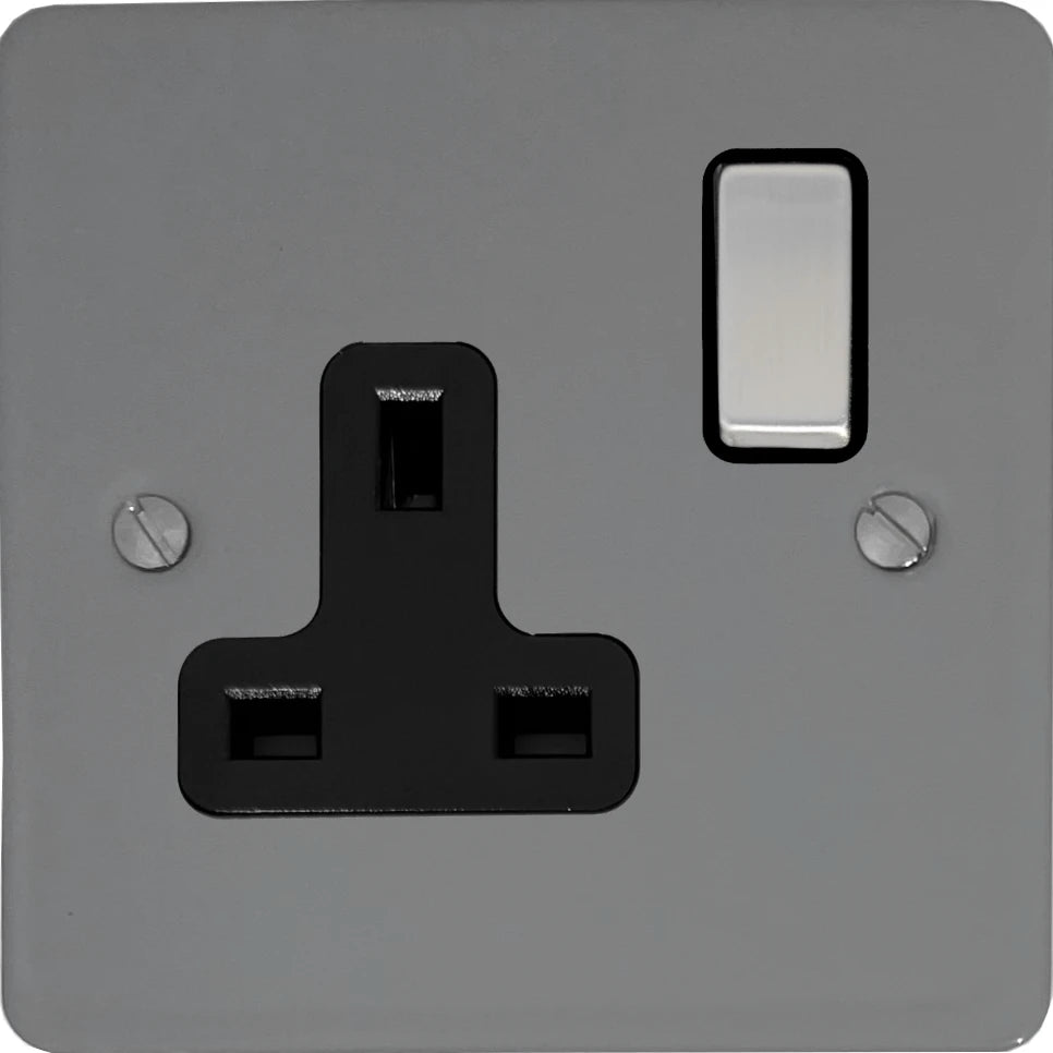 Flat Light Grey 1 Gang Switched Socket