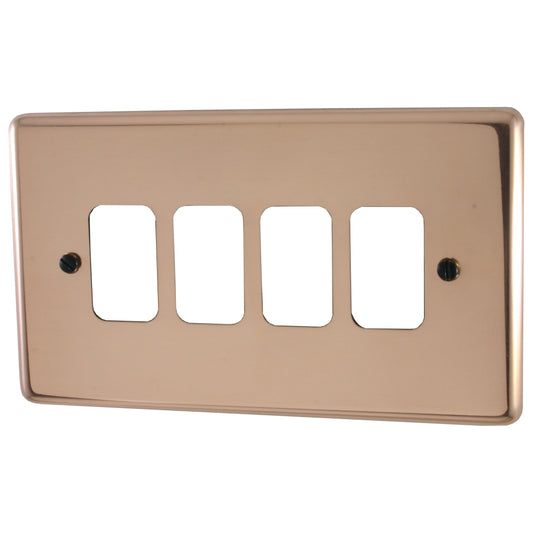 Contour Bright Copper 4 Gang Grid Plate