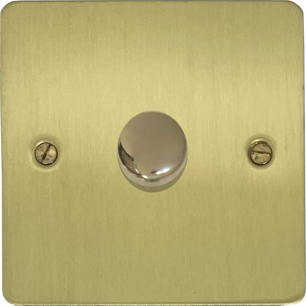 Flat Satin Brass 1 Gang LED Dimmer
