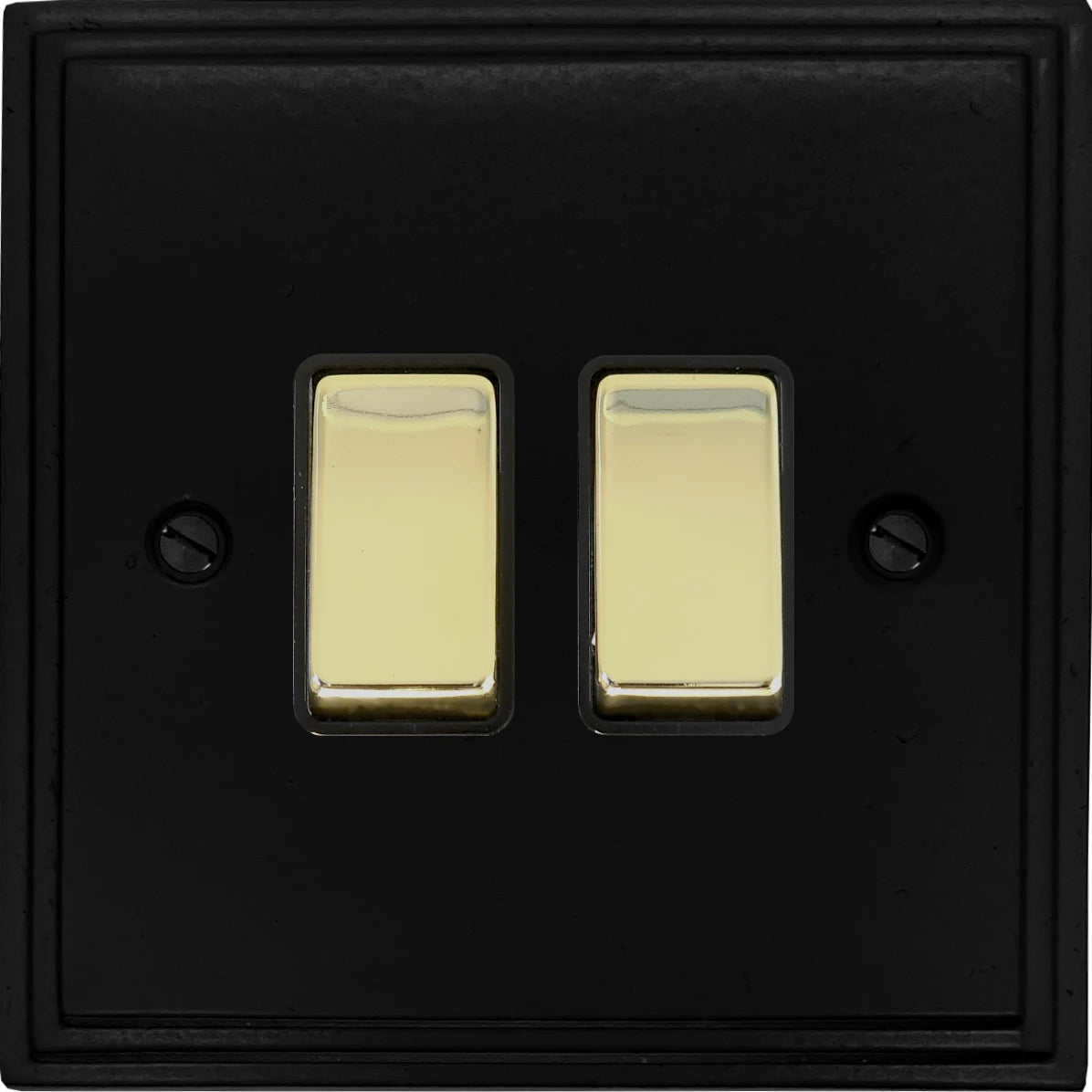 Victorian Flat Black 2 Gang Switch