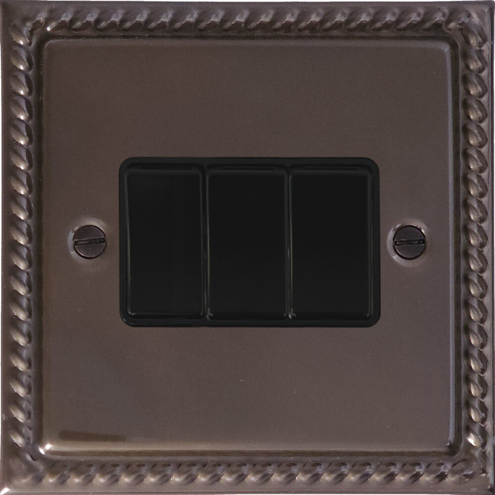 Georgian Medium Bronze 3 Gang Switch
