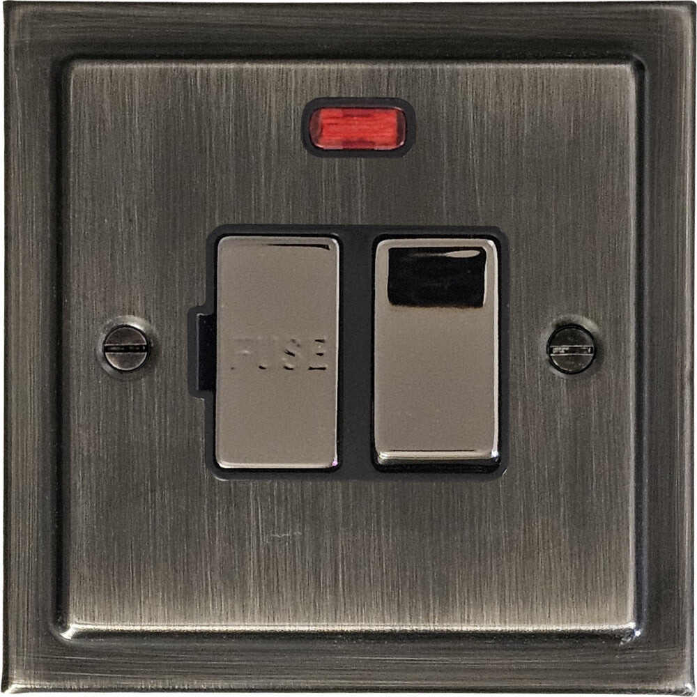 Victorian Antique Nickel Switch Fused Spur With Neon