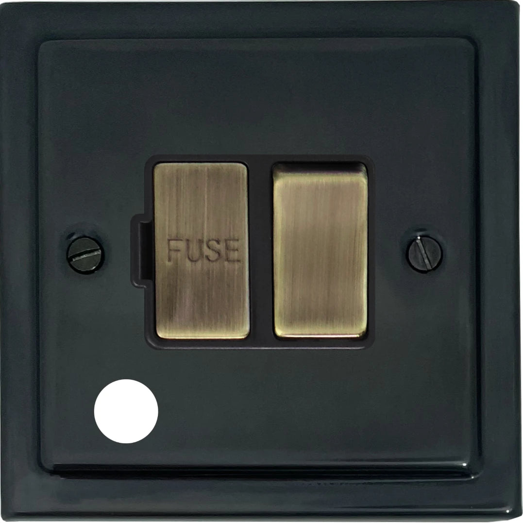 Victorian Black Bronze Switch Fused Spur with Flex Outlet