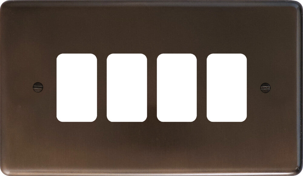 Contour Medium Bronze 4 Gang Grid Plate