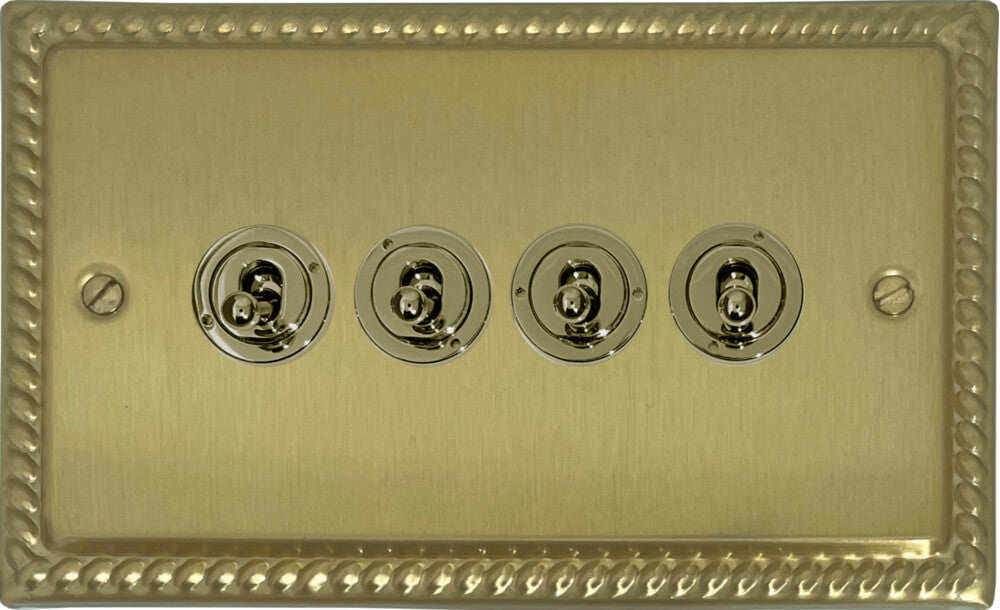 Georgian Satin Brass 4 Gang Toggle